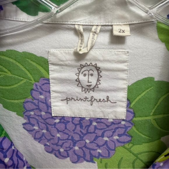Printfresh Hydrangea Hideaway 2 pc Pajama Set Top Shorts Floral Blue Green XXL - Picture 5 of 10